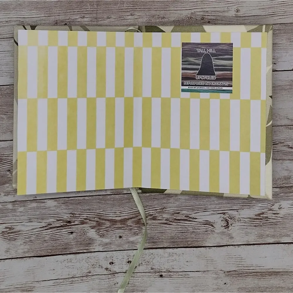 Grey Fabric Cover Journal, Repurposed Book Journal, Rebound Book Notebook